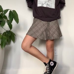 vintage y2k brown plaid pleated skirt